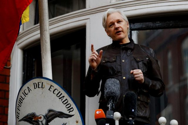 WikiLeaks founder Julian Assange on the balcony of the Ecuadorian embassy in London. (Reuters file)